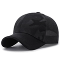 Cappellino trucker mimetico nero con rete posteriore e visiera nera per sport all'aperto - Nero