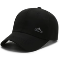 Minimalist black baseball cap with embroidered silver mountain logo and text - Adjustable / Black Mountain Logo
