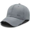 Grey minimalist sports baseball cap with a silver metal SPORT logo and stitched brim - Adjustable / Light Grey Sport Logo