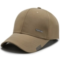 Khaki cotton baseball cap with metal SPORT plaque and CAP graphic on the brim - Adjustable / Khaki Sport Logo