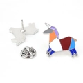 Spilla elefante geometrica colorata in smalto e lega di zinco con finitura argento - A00023-Unicorno/Lama