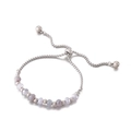 Bracciale scorrevole argento con perle sfaccettate viola chiaro e grigio da donna - Perle Tonde Grigio Viola Stile Acciaio (KB151897-Z)