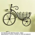 Retro black iron bicycle wall planter for home decor, 41x32cm vintage hanging flower basket - Black