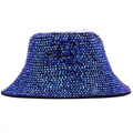 Sparkling stage bucket hat for women and men featuring blue and purple rhinestones - Blue Purple Gradient Full Rhinestone Style (JXF-48603)