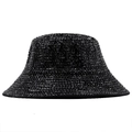 Sparkly black rhinestone bucket hat for women and men, ideal for party and stage wear - Black Full Rhinestones (JXF-48606)