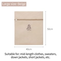 Beige large mesh laundry bag 40x50cm with zipper for washing machine protection - 40*50cm / Beige Embroidery Large