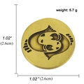 Golden brushed metal Pisces zodiac brooch pin with 2.6cm diameter and 5.7g weight details - Pisces