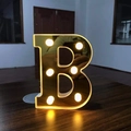 Golden 16cm LED light in letter B shape with warm bulbs for festive party decoration - Letter B