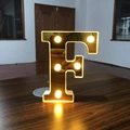Golden mirror LED letter F lamp with warm white bulbs for romantic party decor - Letter F
