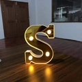 Golden mirror letter S LED marquee light for romantic birthday and wedding decorations - Letter S