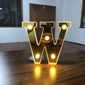 Golden mirror LED letter W lamp with warm white lights for birthday party decor - Letter W