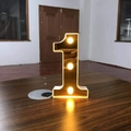 Golden mirror finish LED number 1 light with warm yellow glow for birthday decoration - Number 1