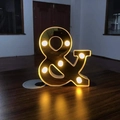 Golden mirror finish LED ampersand symbol lamp for romantic anniversary and holiday decor - Symbol &