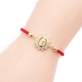 Red braided rope bracelet with golden Our Lady of Guadalupe zirconia pendant - Red Rope Style