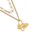 Collier double rang doré avec maille trombone et un pendentif papillon évidé moderne - Style Chaîne de Trombone Papillon Doré (KN201246-Z)
