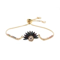 Verstellbares goldenes Armband mit buntem Zirkonia-Teufelsauge im Fächer-Design - Bunte Zirkonia-Kette Böser Blick / Gold/Mehrfarbig (Bunte Zirkonia)