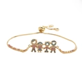 Adjustable gold family bracelet with four zircon-studded figures for men and women - Gold with Rainbow Zircon 4 People