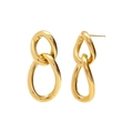 Pendientes de aro dorados de doble capa con diseño geométrico de anillos entrelazados - Dorado