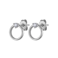 Elegante s925 Silberstecker-Ohrringe mit runden Zirkonia-Steinen im minimalistischen Design - Silber