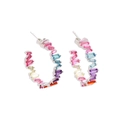 Orecchini a cerchio arcobaleno con pietre multicolori taglio baguette in argento - Argento