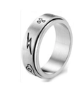Silver stainless steel spinner ring featuring rotatable anime pattern for stress relief - US 6 / 8MM Lightning Cloud