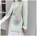 Handmade beaded acrylic evening clutch bag with fringe tassels and crossbody bead chain - Silver