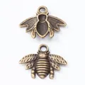 Vintage bronze honey bee alloy charms for DIY jewelry making featuring double-sided details - Antique Bronze
