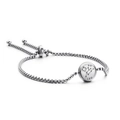 Bracciale segno Leone in argento con chiusura regolabile e ciondolo con strass - Leone (KB120299-KFC)