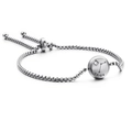 Silver adjustable stainless steel box chain bracelet featuring Aries zodiac pendant and zircon - Aries (KB120302-KFC)
