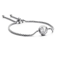 Silver Taurus zodiac constellation bracelet with sparkling cubic zirconia and box chain - Taurus (KB120304-KFC)