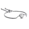 Silver Aquarius zodiac bracelet with crystal inlay and adjustable chain for women - Aquarius (KB120303-KFC)