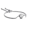 Adjustable silver stainless steel Cancer zodiac bracelet with sparkling diamond accents - Cancer (KB120306-KFC)
