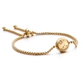 Adjustable gold titanium Cancer zodiac bracelet with engraved coin and sparkling crystal - Cancer (KB120313-KFC)