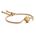 Adjustable golden Aries zodiac bracelet featuring a round medal pendant with tiny crystals - 12mm Accessory / Aries