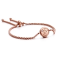 Rose gold Leo zodiac titanium steel bracelet with rhinestones and adjustable chain - Leo