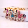 Portachiavi unicorno con strass di cristallo scintillanti in rosa, blu e viola dorati - Colore Casuale