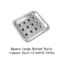 Square stainless steel soap dish with large drainage holes, size 13.5x10.7x2cm - Square Large Dot