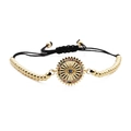 Gouden Evil Eye armband met gekleurde zirkoon en zwart verstelbaar koord - B0069 Kralenketting Ring A