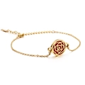 Bracelet doré avec pendentif rose évidée, fond rouge et chaîne à maillons ajustable - Style Doré (KB120902-KSP)