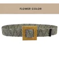 Damen-Flechtgürtel mit schwarz-beige Fischgrätenmuster und quadratischer Schnalle, elastisch - Regenbogen