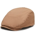 Classic dark brown cotton flat cap for men with high-quality twill fabric and fine stitching - Adjustable / Khaki
