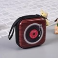 Square tinplate coin purse featuring a vintage vinyl record player design with zipper - Camera No. 2 (Vinyl Record Player Style)