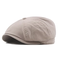 Klassische beige Schiebermütze aus gewaschener Baumwolle im Vintage-Achteck-Stil - Khaki