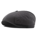 Casquette gavroche gris foncé en coton avec structure à panneaux et style vintage - Gris