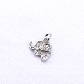 Detail view of silver elephant pendant with micro-pave cubic zirconia on textured fabric - Platinum Elephant (Pendant Only)