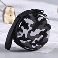 Round hard shell coin purse with black and white camouflage pattern and zipper - Camouflage No.5