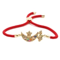 Adjustable red woven bracelet with gold moon, star and butterfly zircon charms - Red Rope Pirate Ship