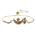Adjustable gold plated pirate ship bracelet with colorful zircon moon and star charms - Colorful Zircon Chain Pirate Ship