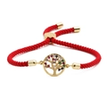 Adjustable red string bracelet with a gold Tree of Life charm and multicolor crystals - Red Cord Tree of Life