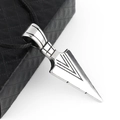 Silver stainless steel arrowhead pendant necklace with black cord strap for men - Arrow / Silver with Leather Cord